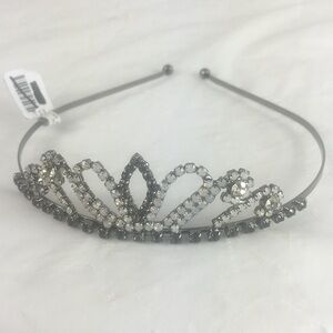 New Free people crystal crown tiara silver tone black and pink